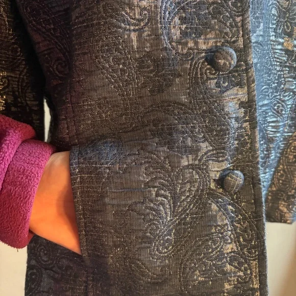 Alfred Dunner Silver Gray Metallic Paisley Blazer Jacket 3/4 Sleeve Shimmer 14P - Picture 5 of 15